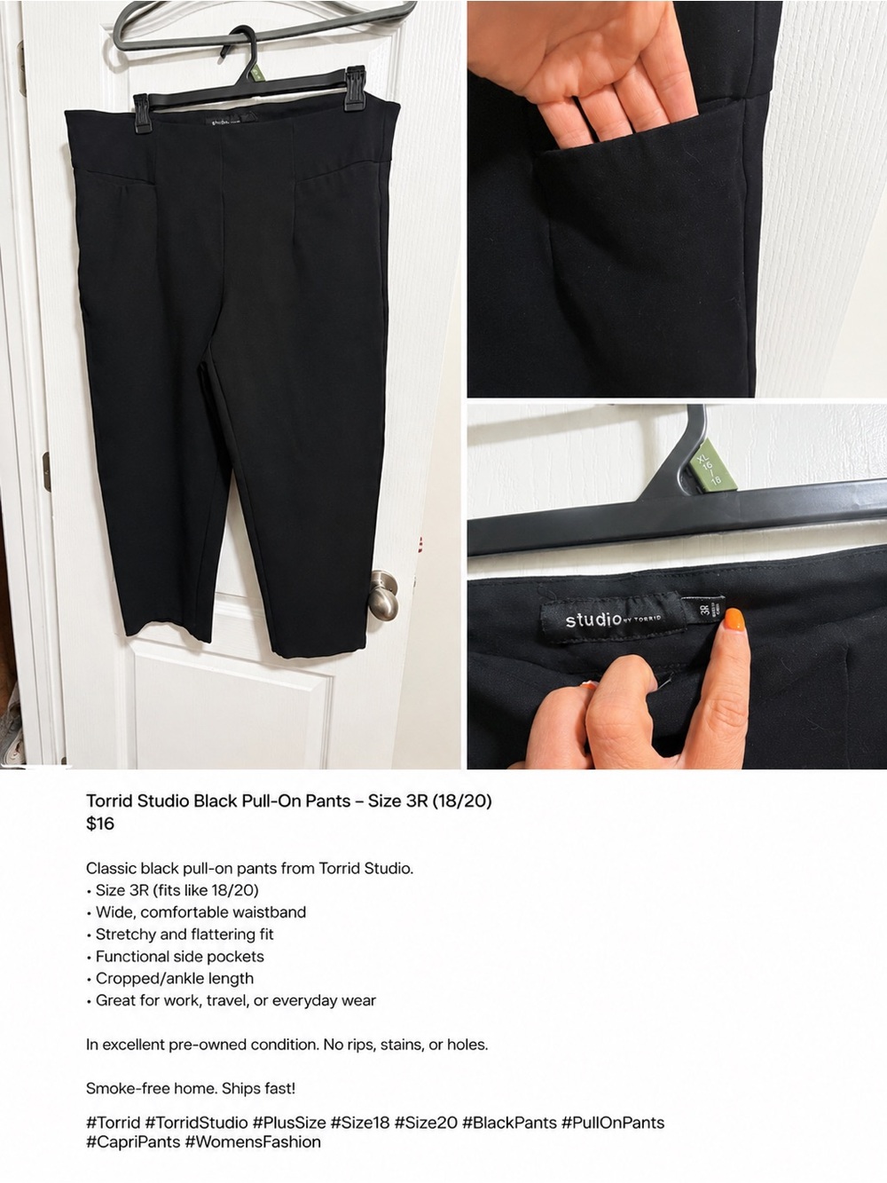 Torrid Studio Black Pull-On Straight Leg Pants - Size 3R